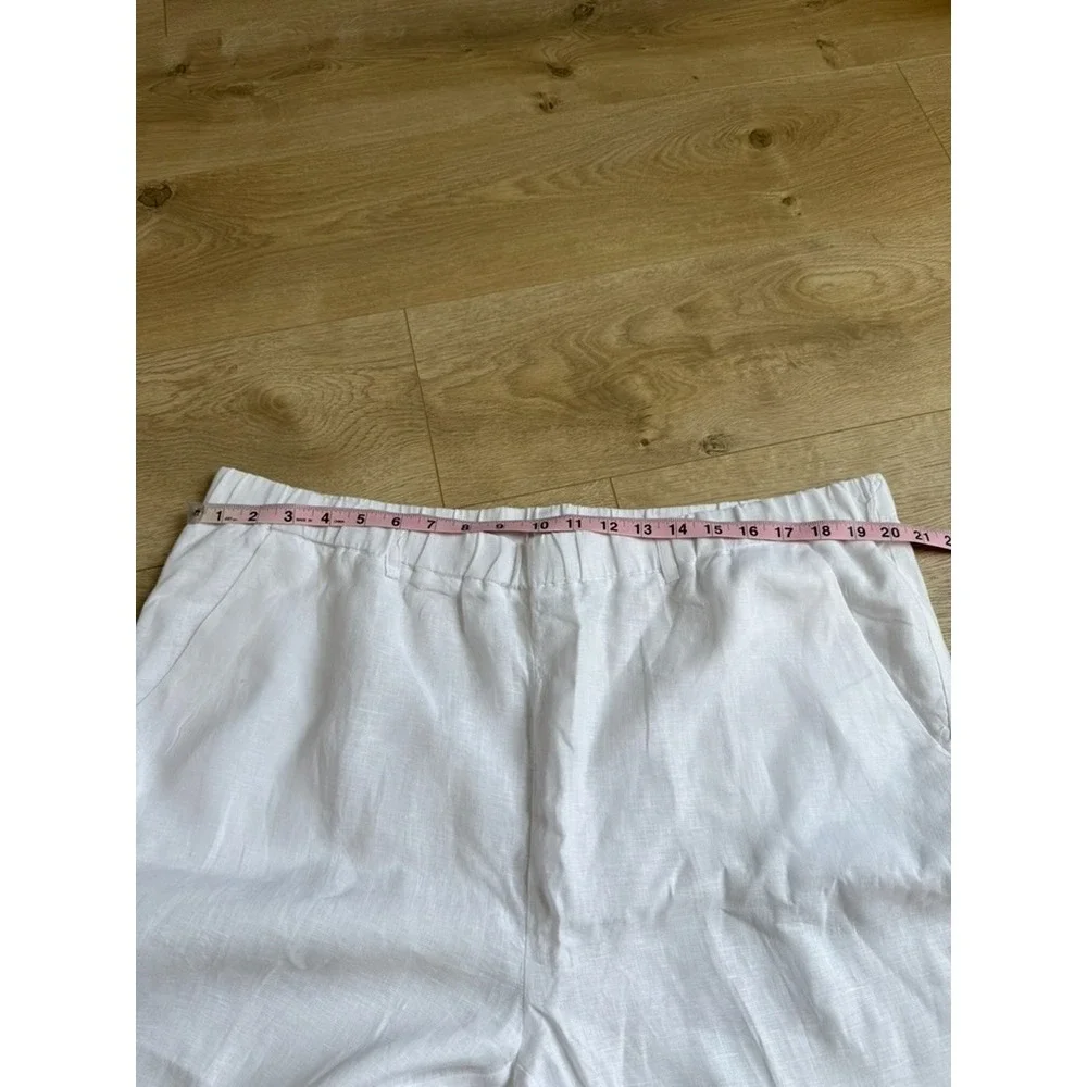 EUC Quince 100% European Linen Pants Womens Size XL White Pull on Quiet Luxury